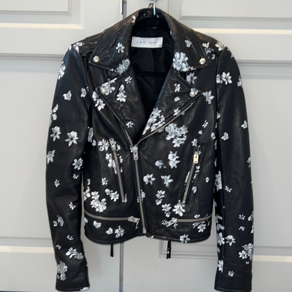 IRO. Never worn 100% Leather Floral Print Leather Jacket. 
Size: S | US4, FR36
